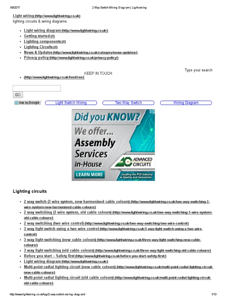 2 Way Switch Wiring Diagram - Light Wiring | PDF | Electrical Wiring