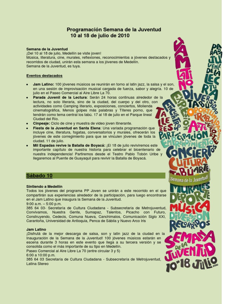Programación Semana de La Juventud 2010 | PDF | Juventud | Bostón