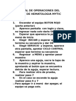 Manual de Operaciones Del Equipo de Hematologia Mytic