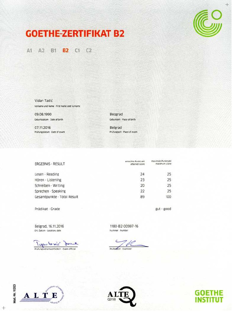 Goethe Zertifikat B2