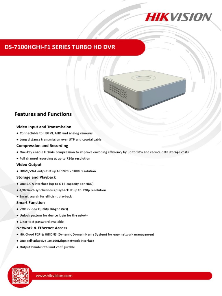 Datasheet Ds7100hghif1 Turbo Hd Dvr