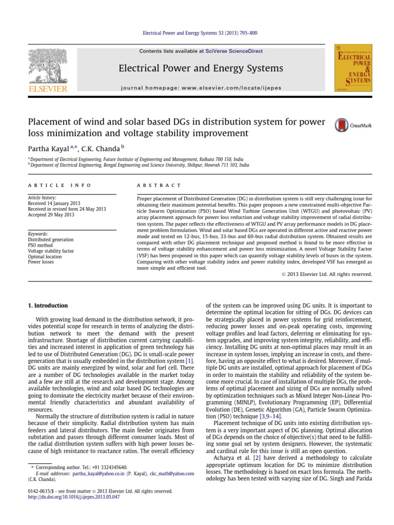 Optimal DG Placement for Power Loss Reduction | PDF | Mathematical ...