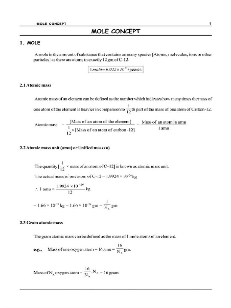 Mole Concept | PDF