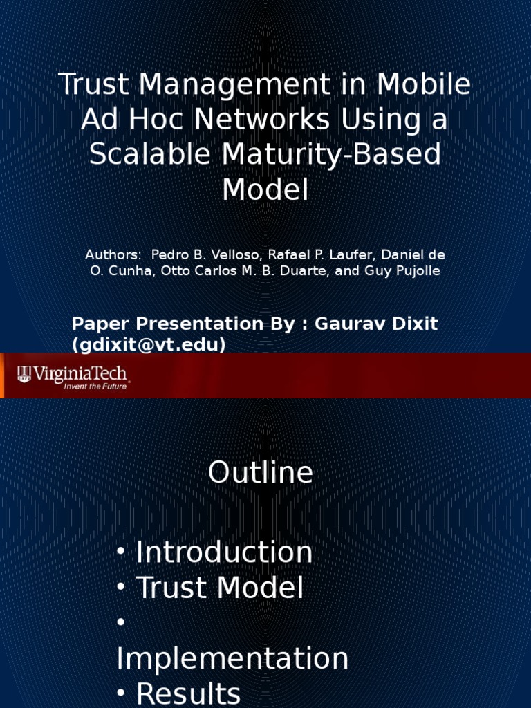 Trust Management in Mobile Ad Hoc Networks Using A Scalable Maturity ...