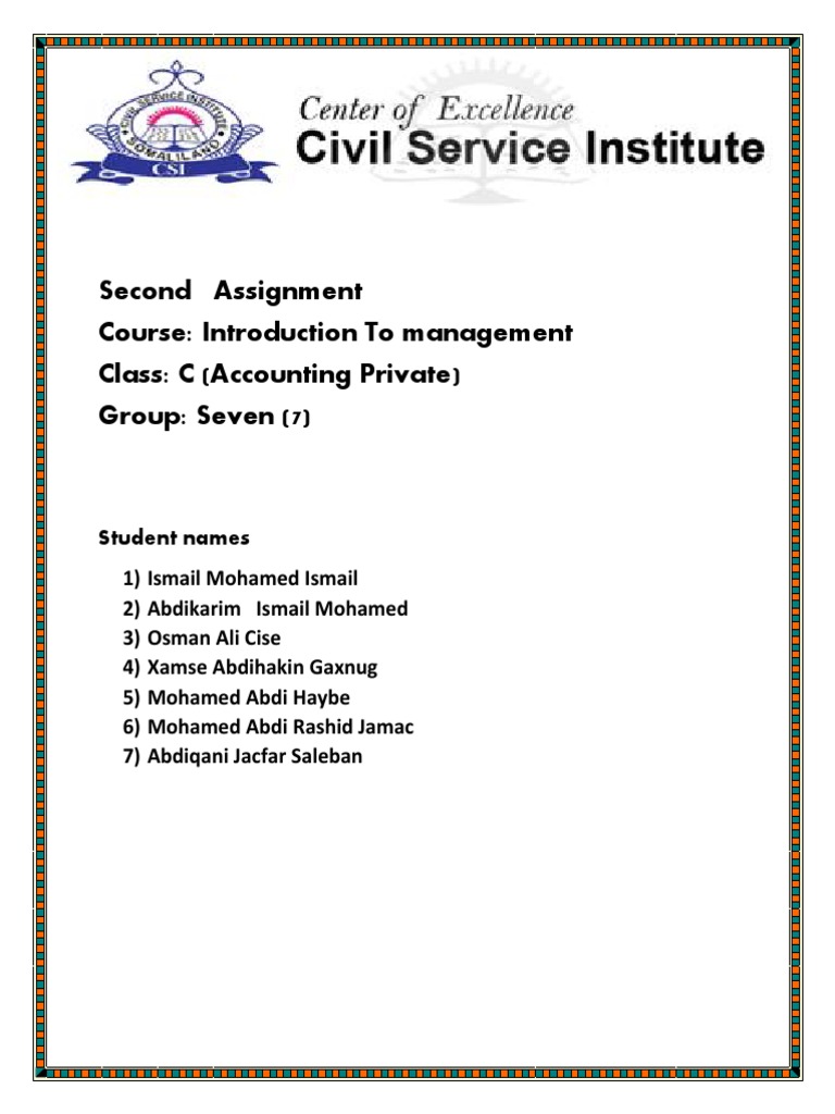 Second Assignment: Management Course C | PDF | Self-Improvement