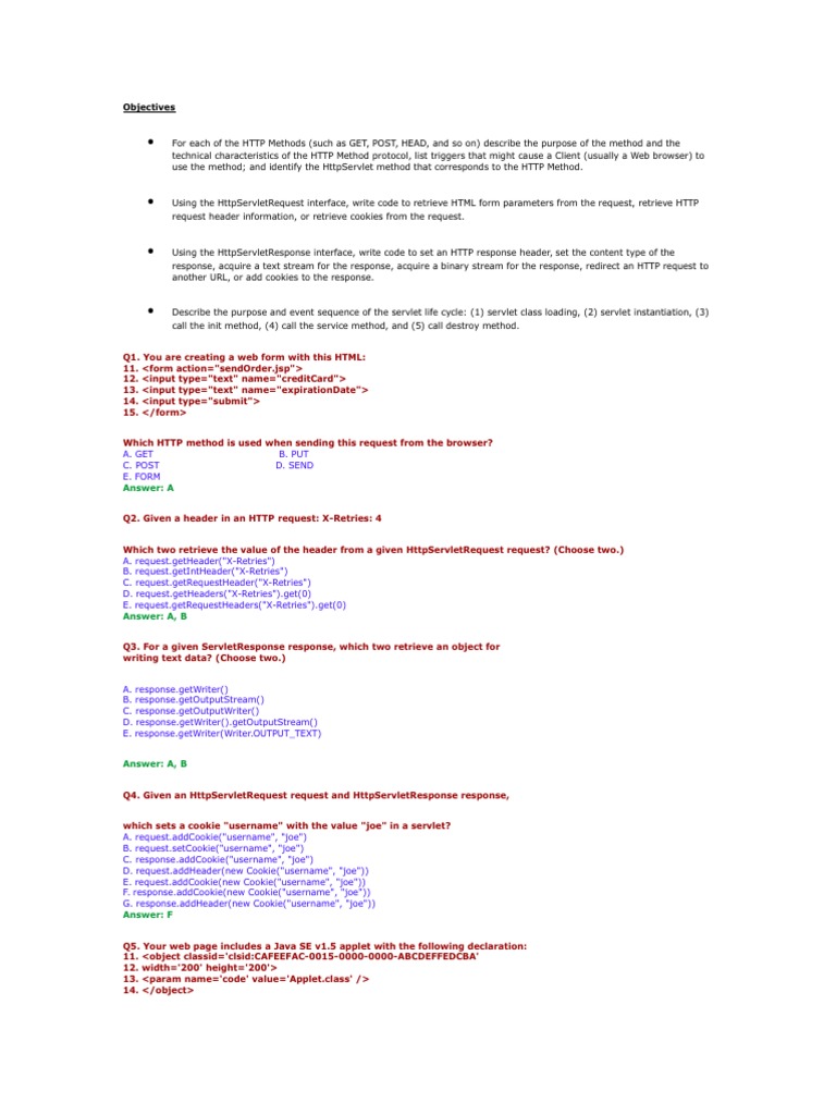 Understanding HTTP Methods and Servlets | PDF | Http Cookie | Hypertext ...