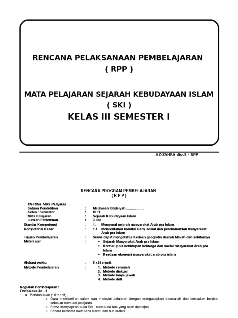 Rpp Ski Kelas 3 Pdf