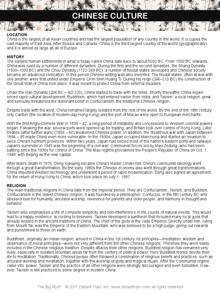 Chinese Culture | PDF | China | World Politics