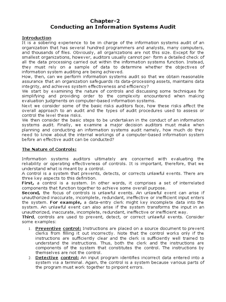 Information Systems Audit Overview | PDF | Internal Control | Risk