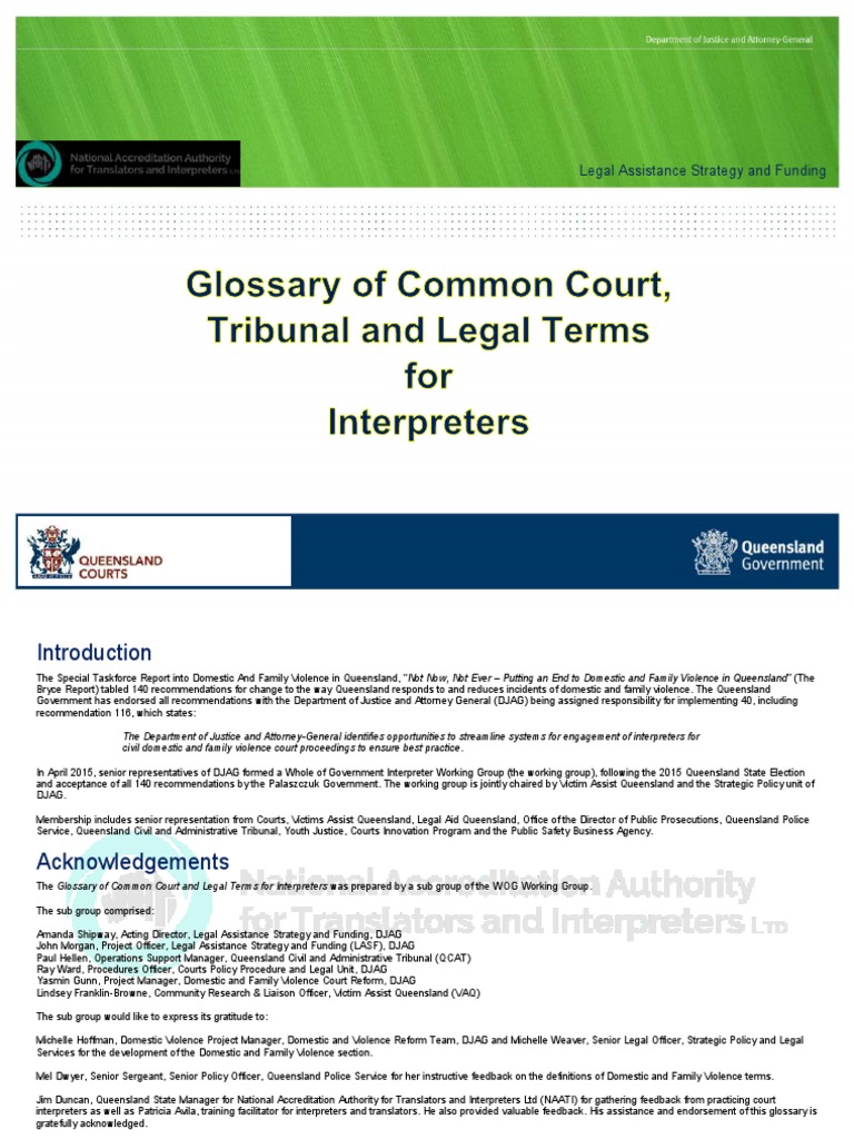 Legal Glossary For Interpreters Download Free PDF Bail Supreme Courts