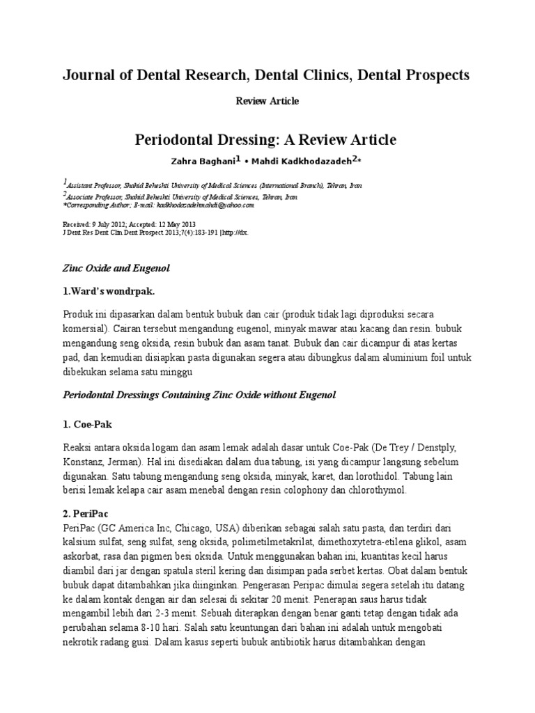 LO TUTORIAL Jenis Periodontal Dressing PDF