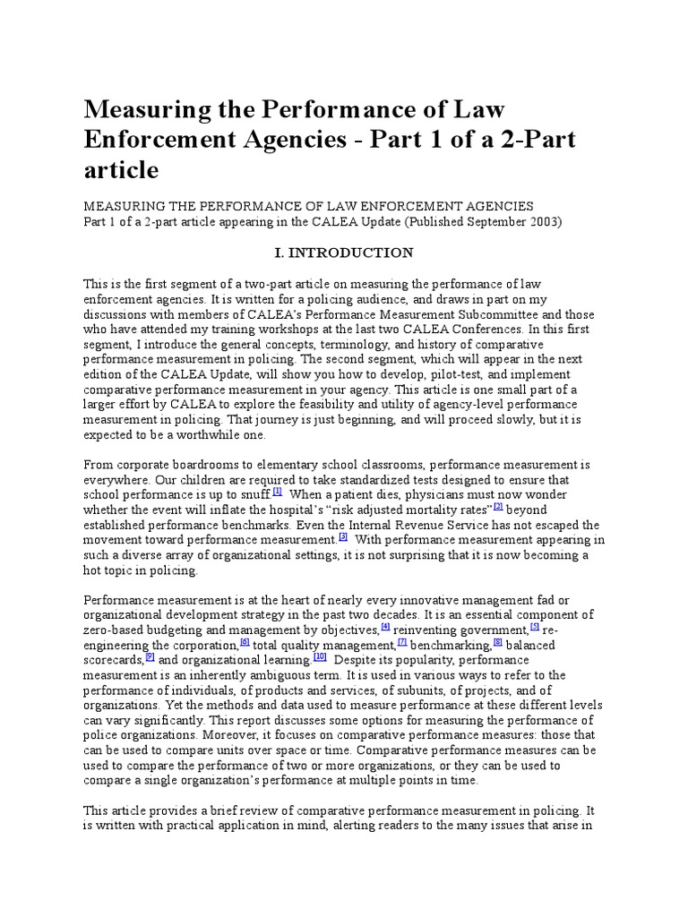 Measuring the Performance of Law Enforcement Agencies Uniform Crime