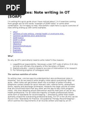 Quick Notes OT's SOAP