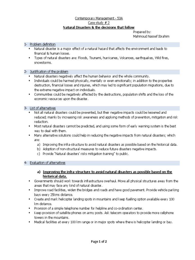 Recent case study on disaster management image