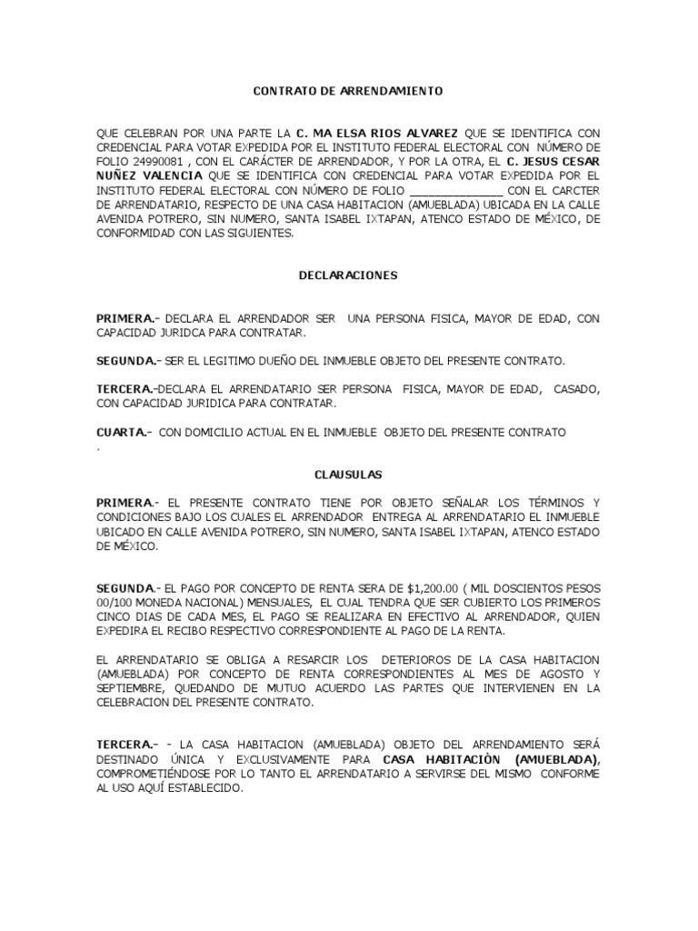 CONTRATO DE ARRENDAMIENTO