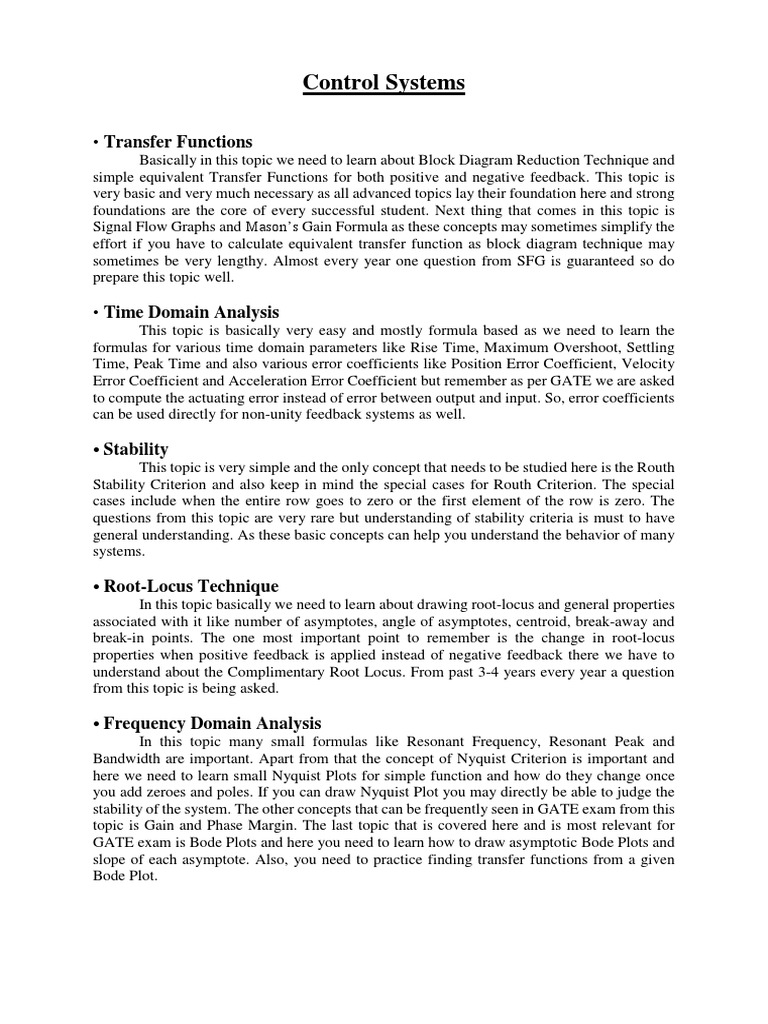 Control Systems Study Guide for GATE | PDF | Amplifier | Operational ...