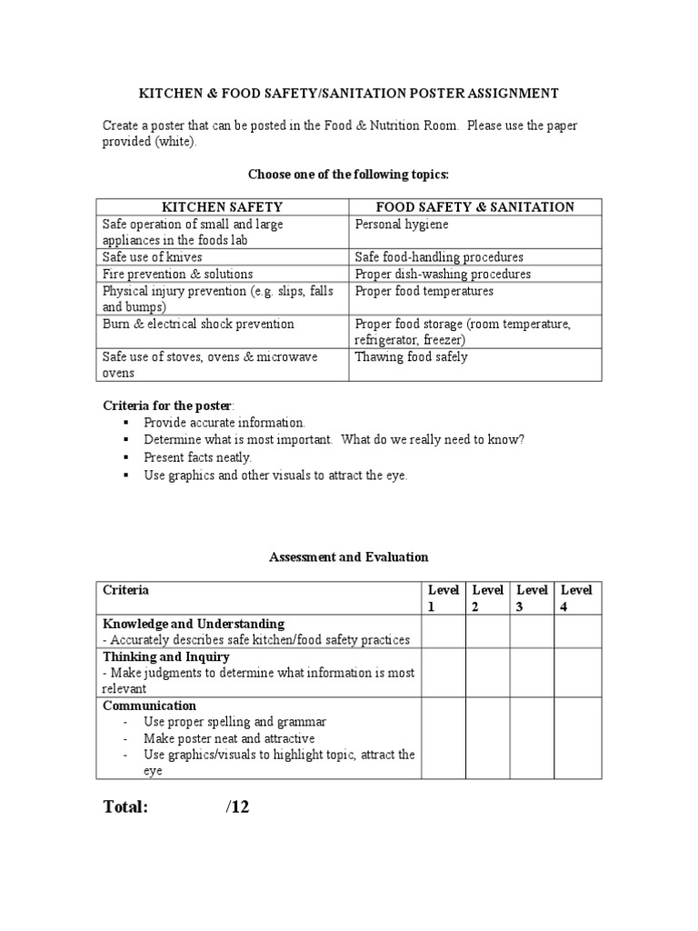 Safety Poster Assignment PDF