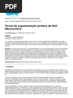 Teoria Da Argumentação Jurídica de Neil MacCormick