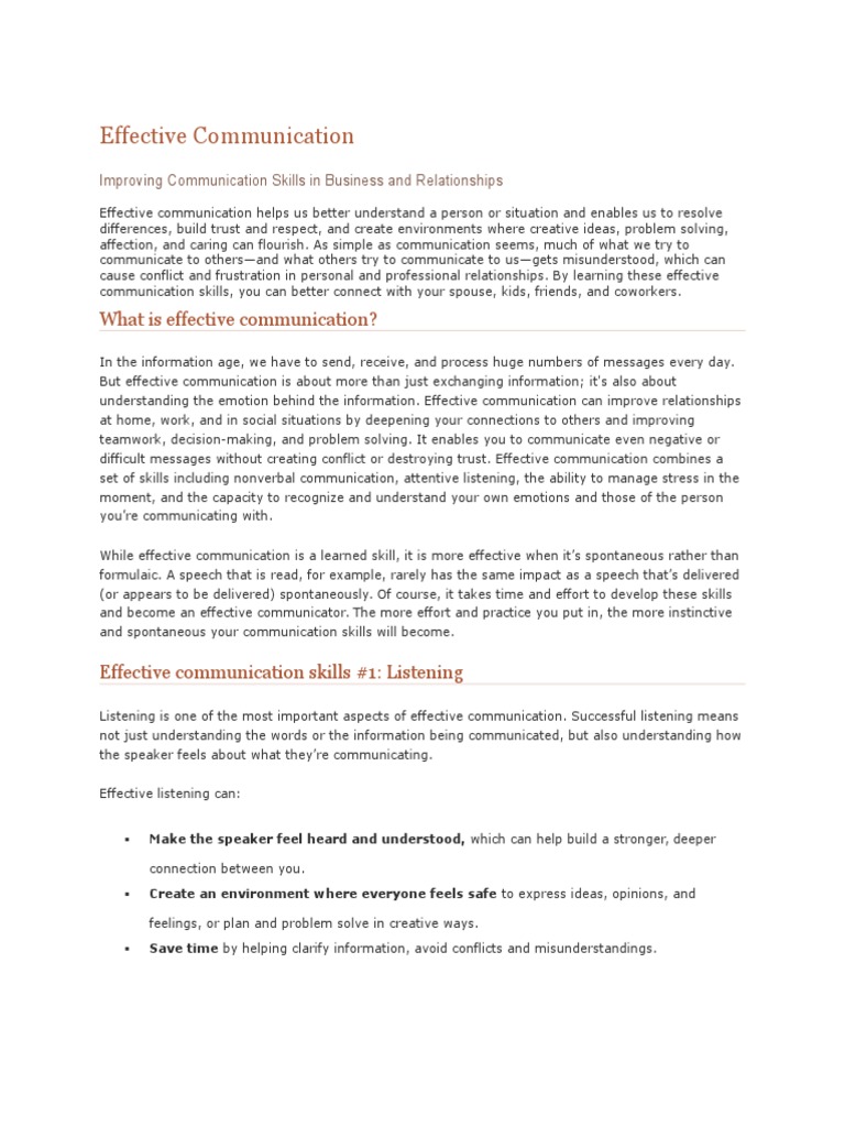 Mastering Effective Communication Skills | PDF