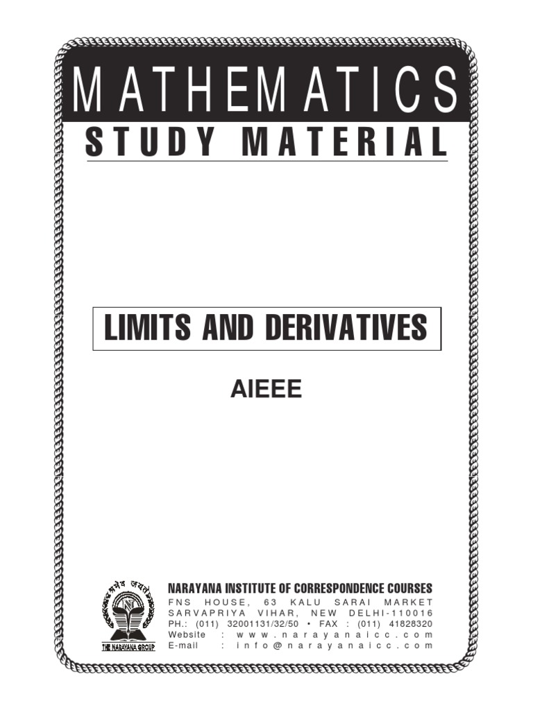AIEEE - Class - XI - Maths - Limits & Derivatives PDF | PDF | Sine ...