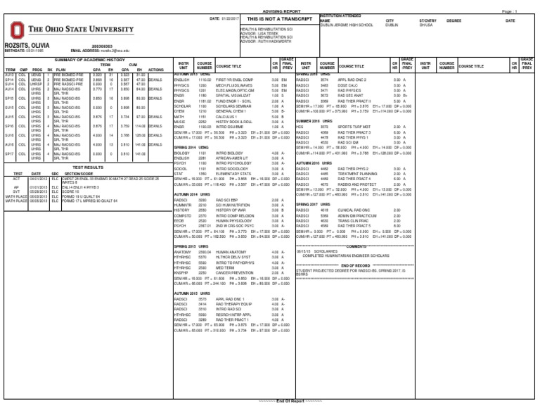 Osu Transcript | PDF | Nature