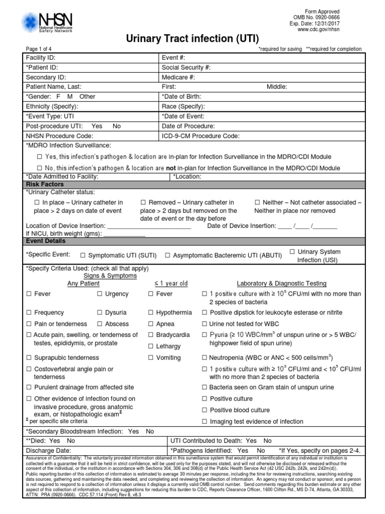 Formulir Survailans Ppi Uti | PDF | Urinary Tract Infection | White ...