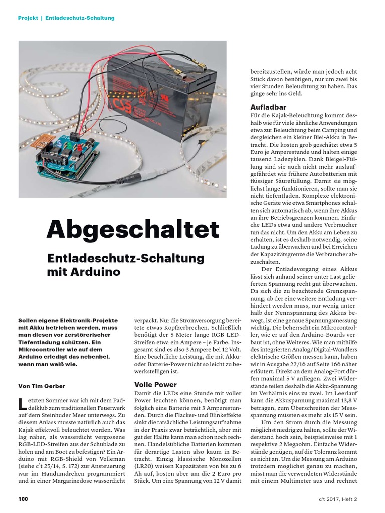 Entladeschutz-Schaltung Mit Arduino - Pages From CT Magazin Für  Computertechnik No 02 Vom 07. Januar 2017-2