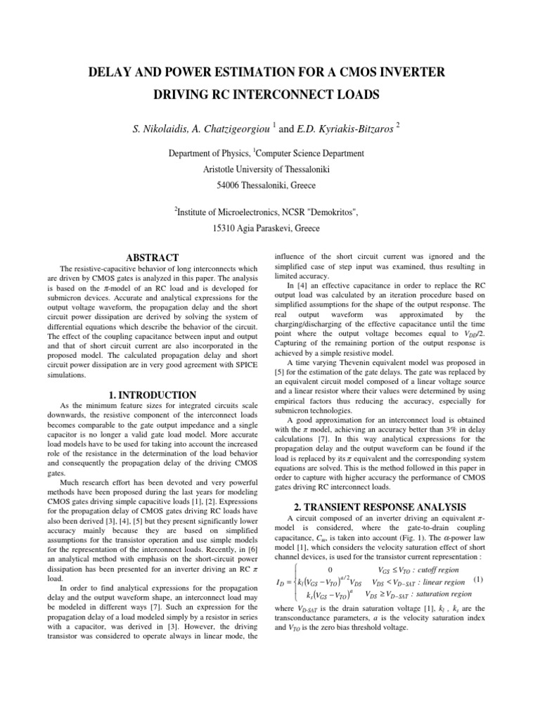 CMOS Inverter Delay and Power Analysis | PDF | Cmos | Capacitor
