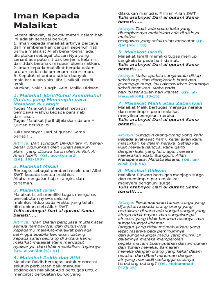 Iman Kepada Malaikat