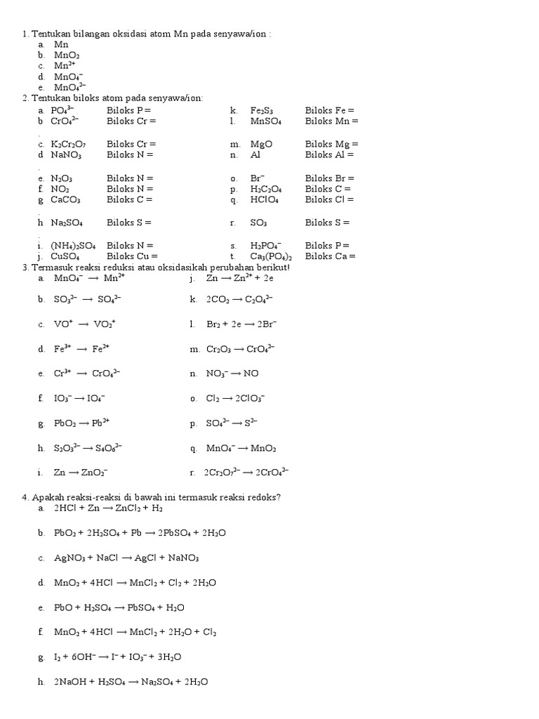 Redoks Kelas X Ipa Sma Pdf
