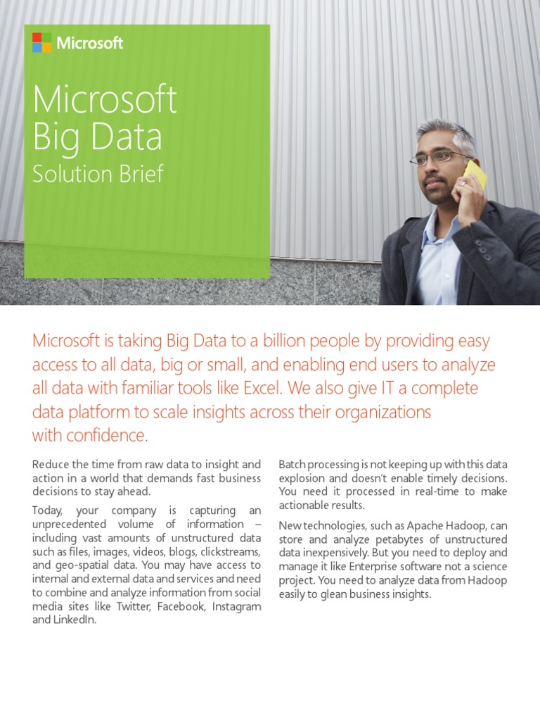 Microsoft Big Data Solutions Overview | PDF