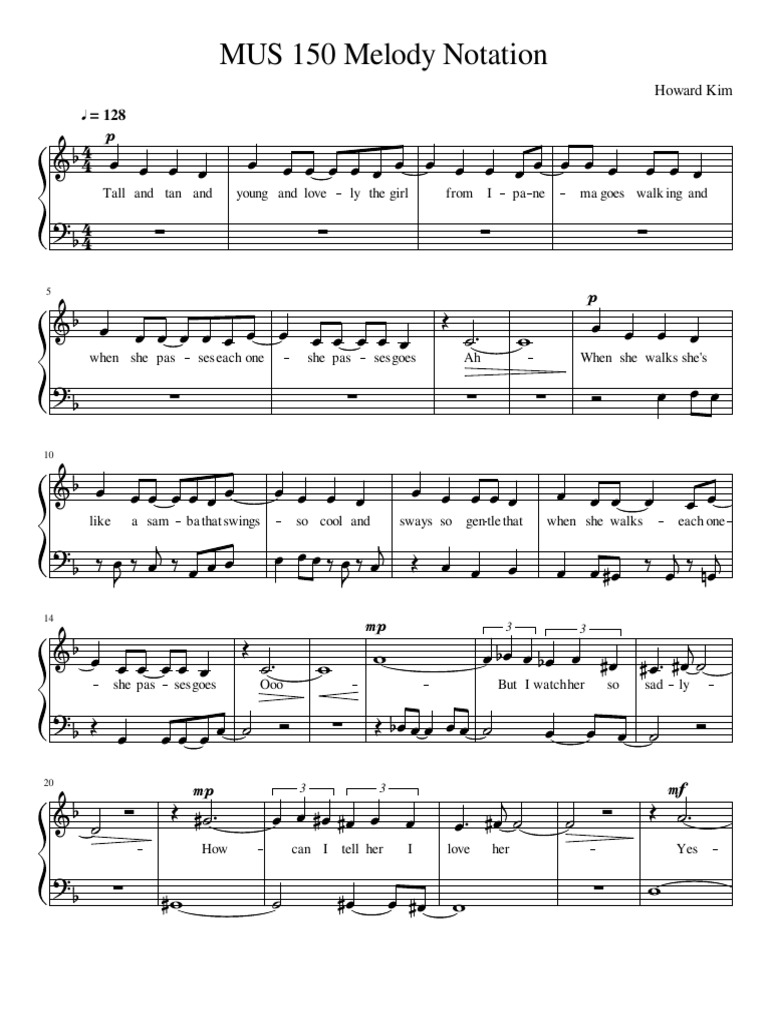 Melody Notation Guide for MUS 150 | PDF | Poetry
