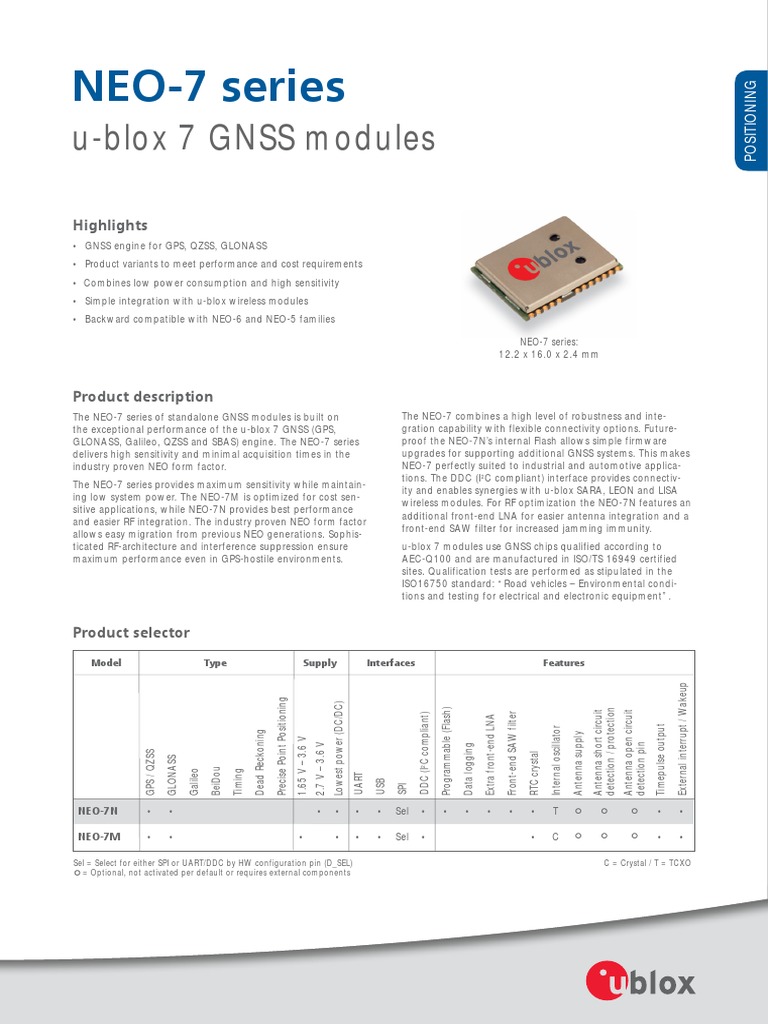 Uart Gps Neo-7m-C (B) - Neo 7 Productsummary | PDF | Electronics | Wireless