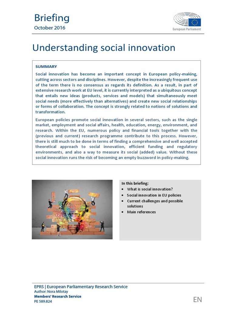 EU Understanding Social Innovation | PDF | Innovation | Social Economy