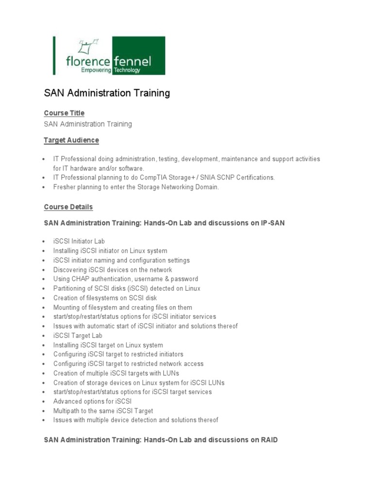 SAN Administration Training Course | PDF | File System | Computer ...