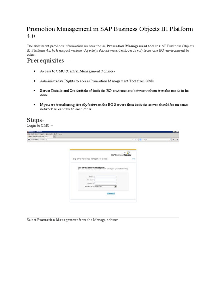 SAP BO Promotion Management Guide | PDF | File Transfer Protocol ...