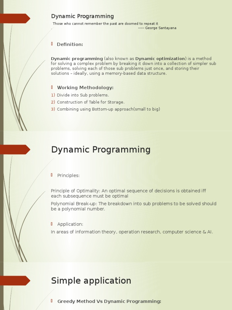 Dynamic Programming: Definition | PDF | Dynamic Programming ...