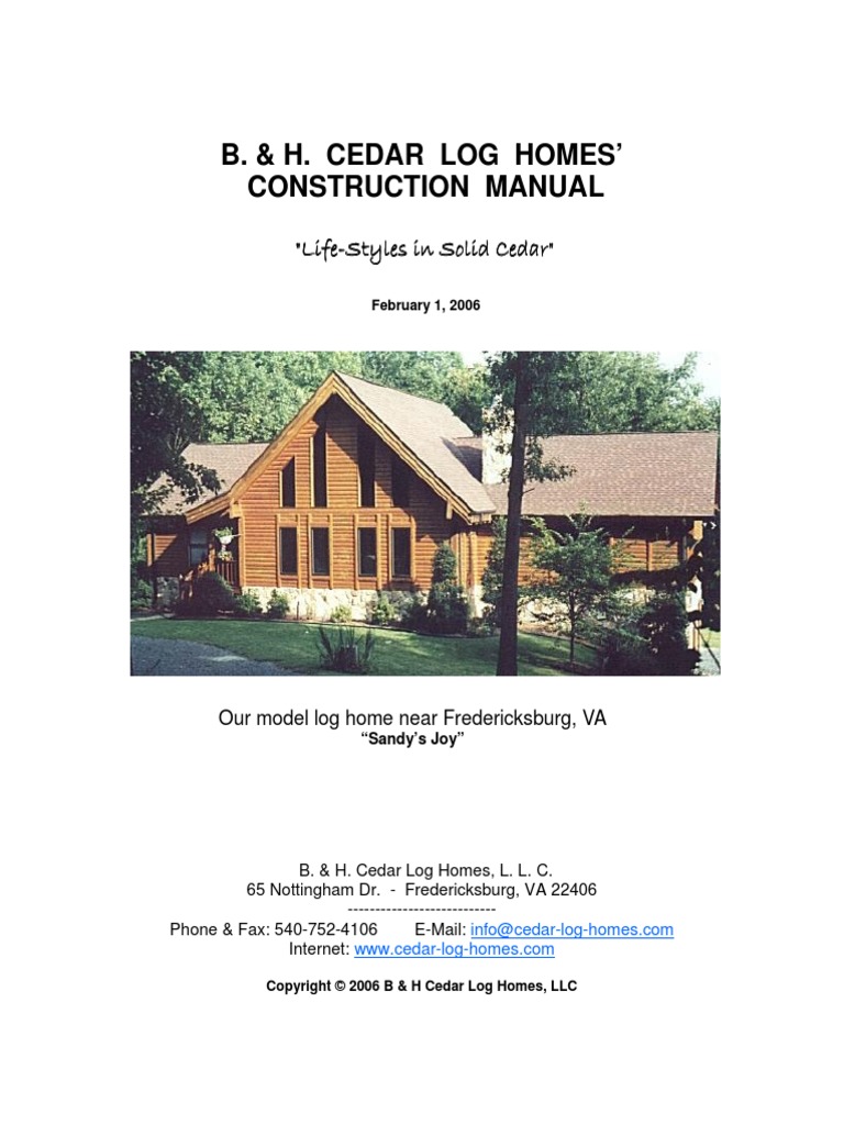 Log Homes Construction Manual1 | PDF | Framing (Construction) | Lumber