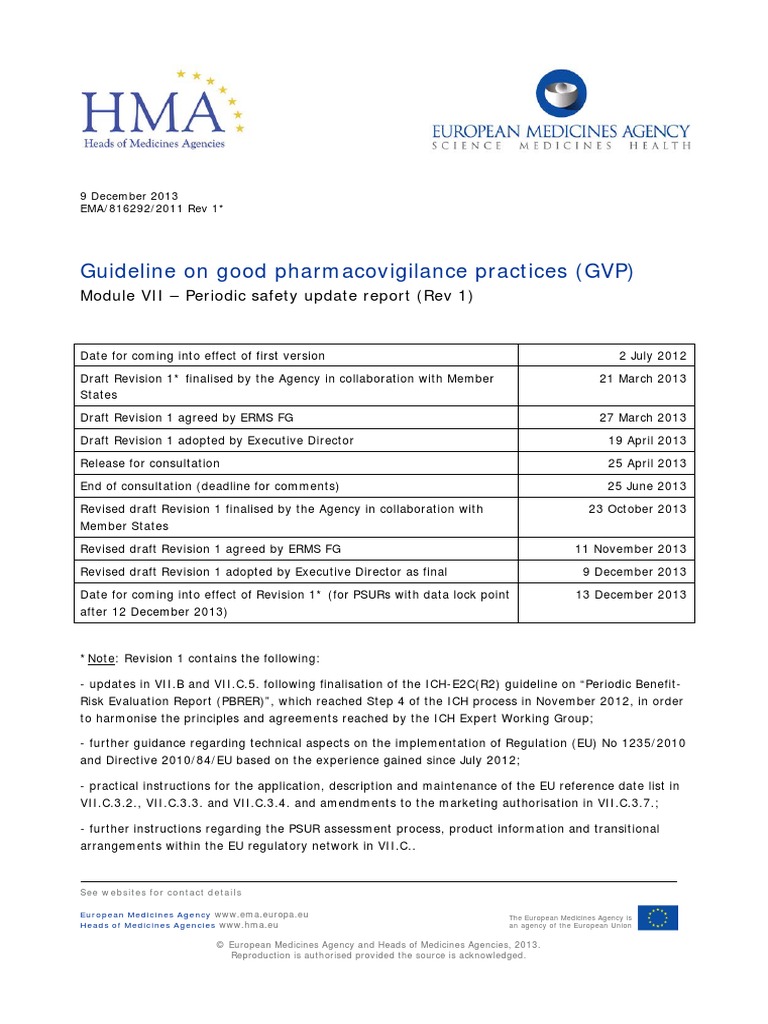 Guideline on Good Pharmacovigilance Practices (GVP) Module VII ...