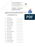 Ficha de Trabalho (Formação de Adjetivos)