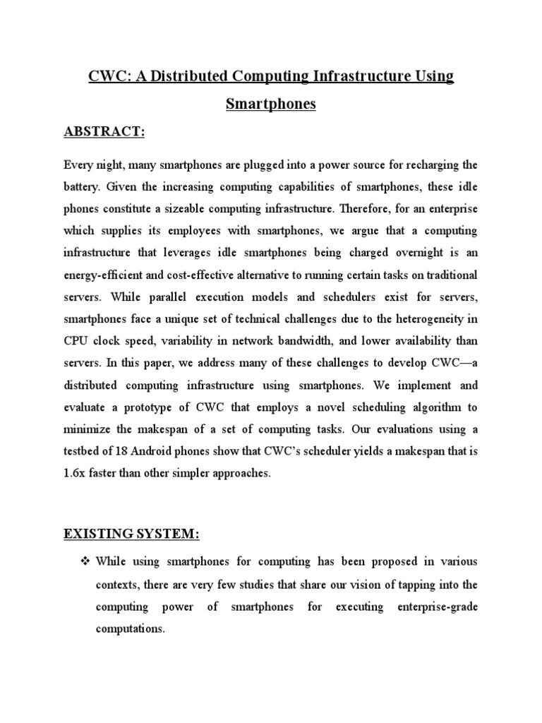 CWC A Distributed Computing Infrastructure Using Smartphones | PDF ...