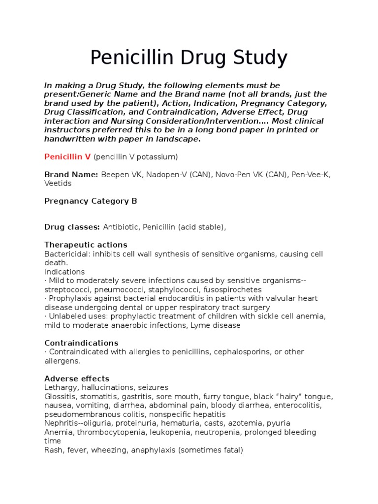 Penicillin Drug Study