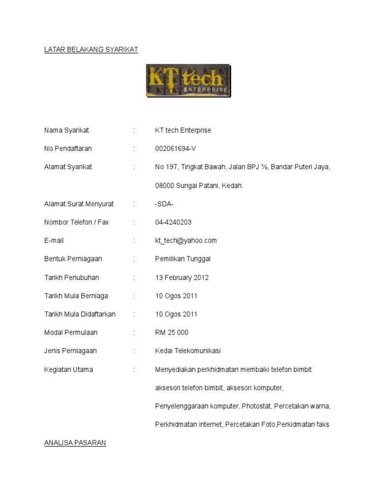 Latar Belakang Syarikat | PDF