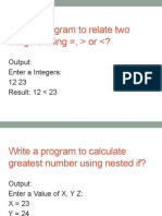 Write A Program To Relate Two Integers Using, or ?