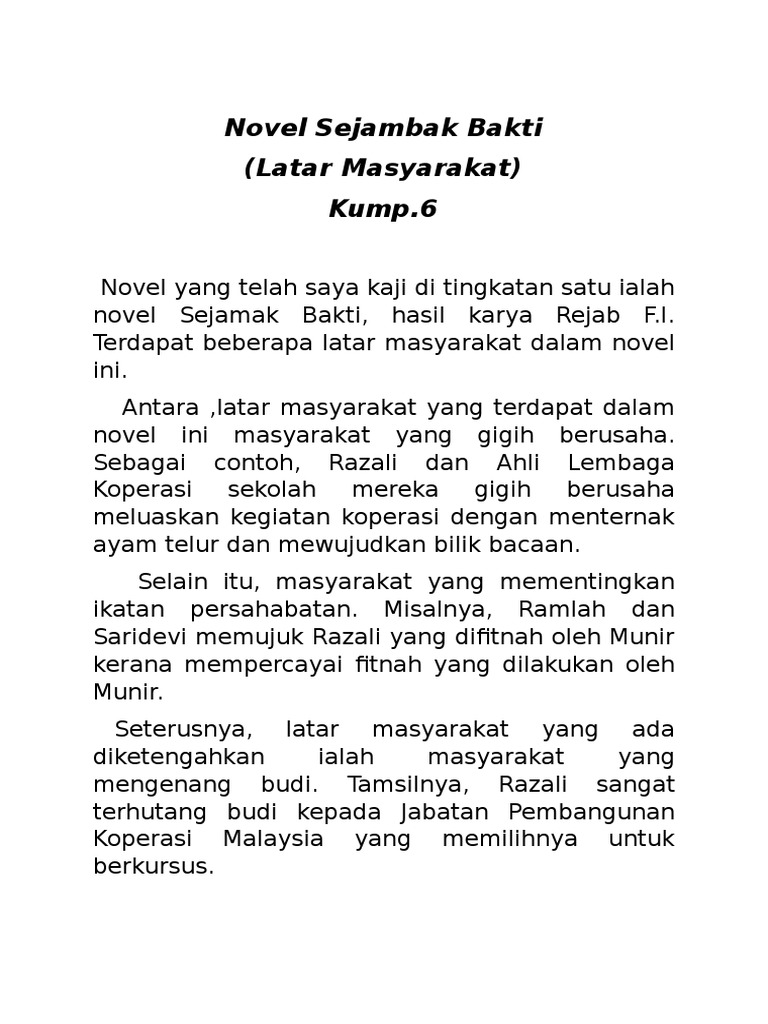 Hempasan Ombak Latar Masyarakat Novel Hempasan Ombak
