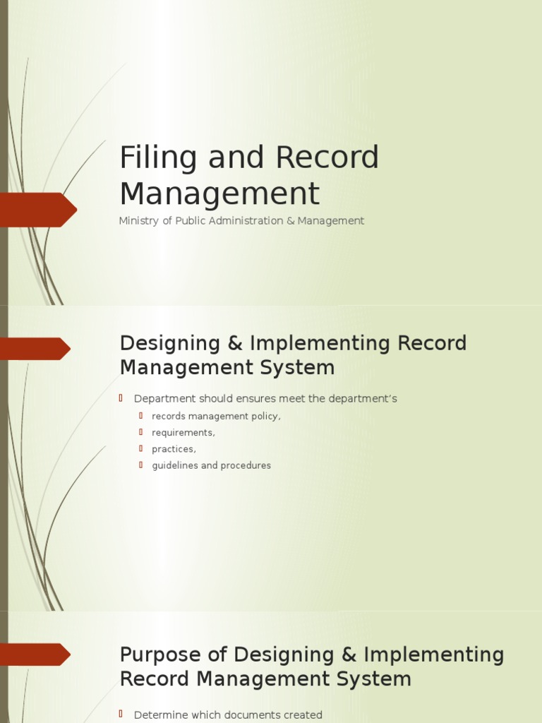 Filing and Record Management PDF Records Management Computer Data