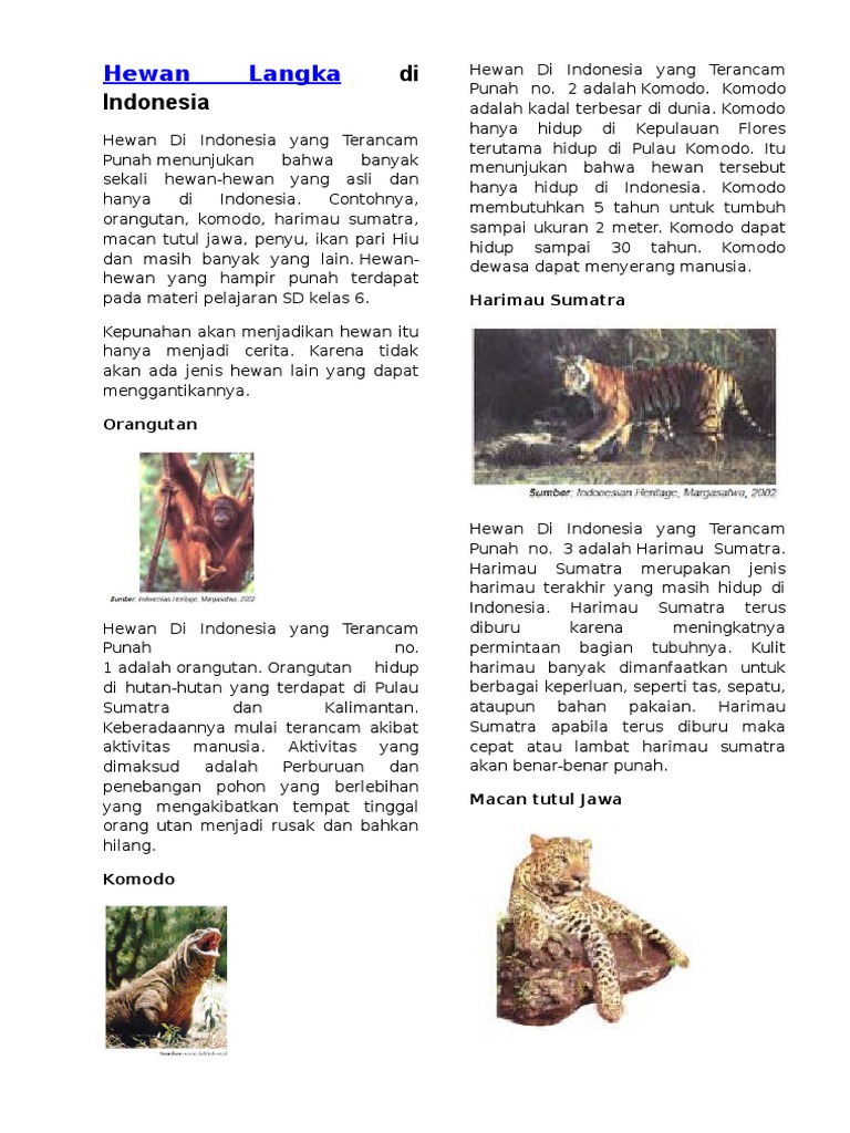  Hewan  Langka  Dan Bagian  Yang  Dimanfaatkan  Berbagai 