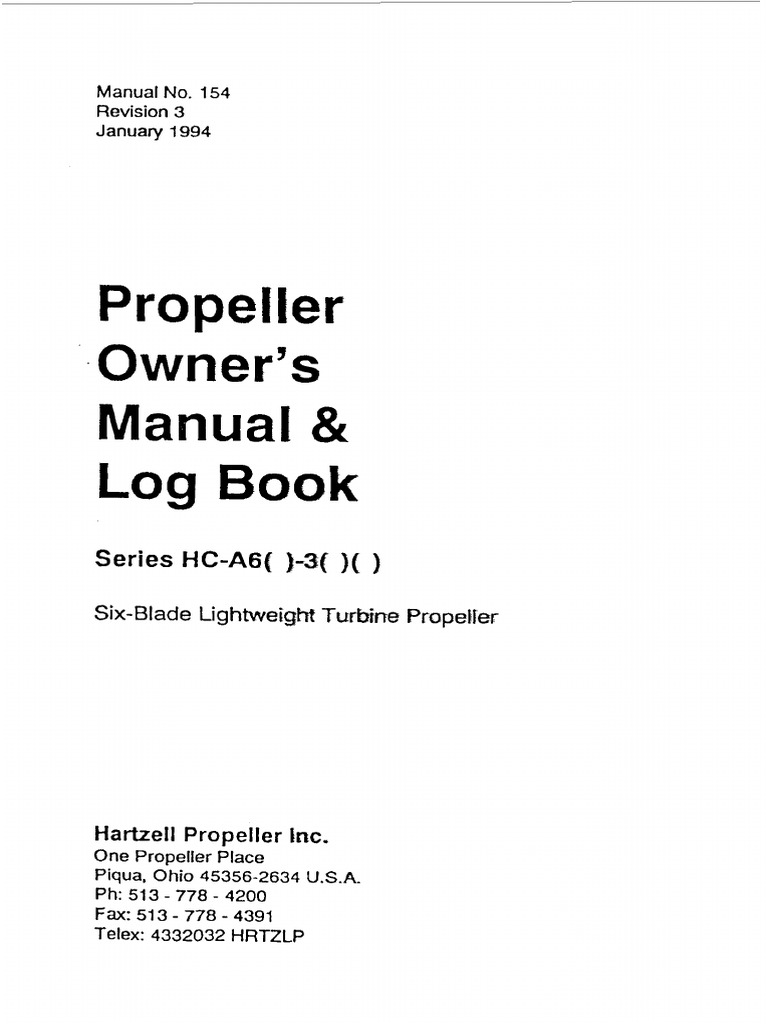 Propeller Owners Manual and Log Book Hartzell PDF PDF Propeller