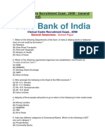 19844220 SBI Clerical Cadre Recruitment ExamGeneral Awareness Solved Paper