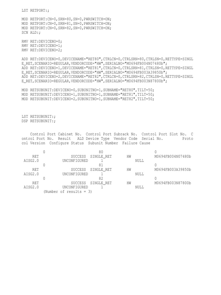 RET Device Configuration Report | PDF
